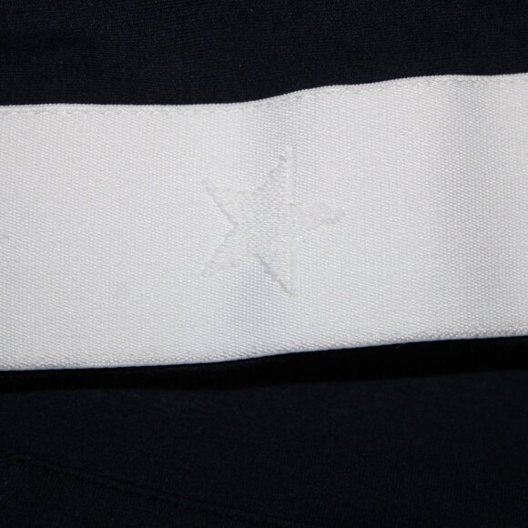 Monrow Sz S Navy White Stripe Embossed Stars Sleeve Cotton Blend Hooded Sweater - Picture 15 of 16